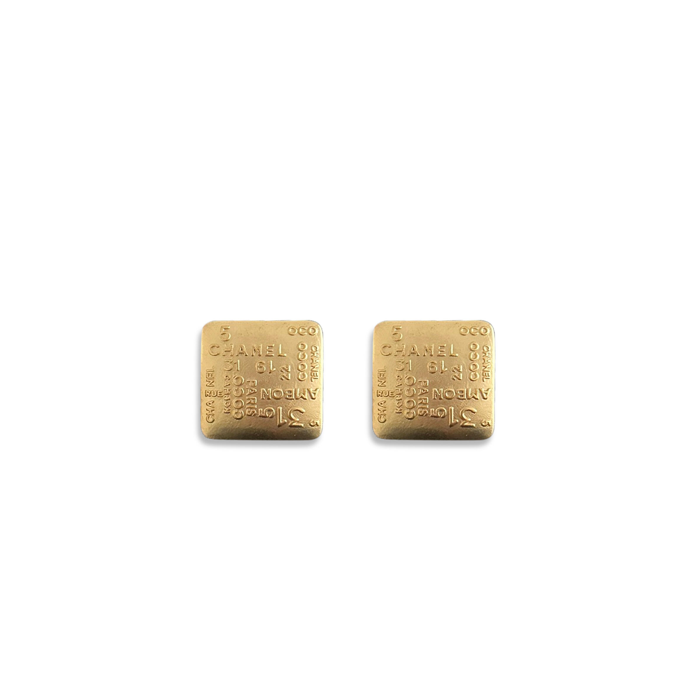 Ch**el letter square earrings